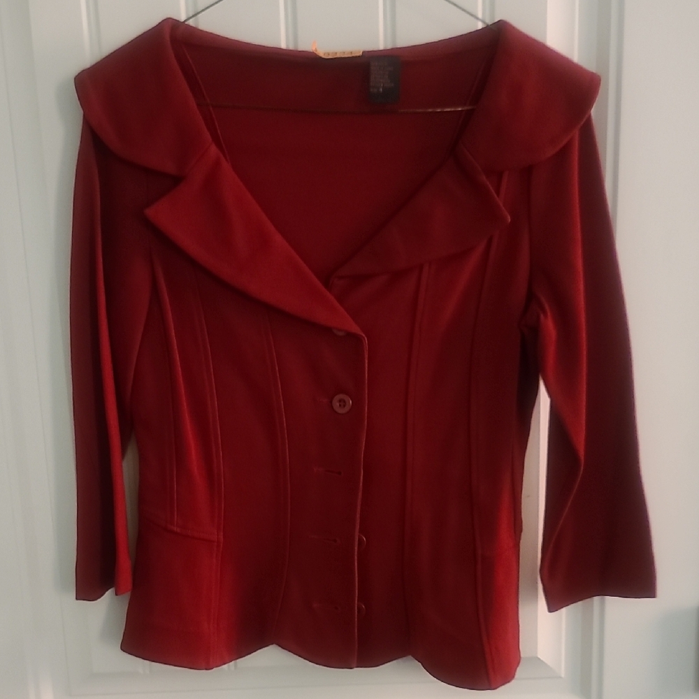 Deep Red Women's Blazer Jacket